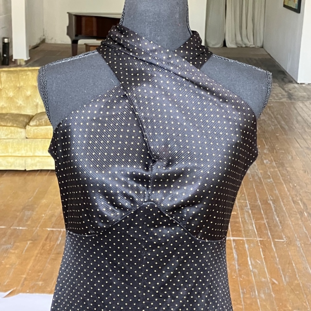 Handmaid vintage black and gold polka maxi length dress - Picture 5 of 14